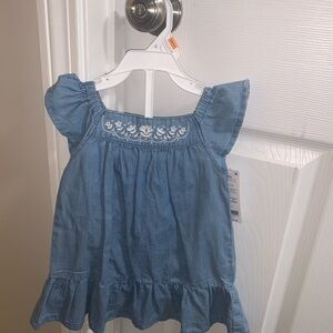 Carter's Light Blue Denim-Look Flutter Sleeve Dress